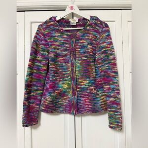 Vintage Talbots Women’s Small Colorful Chunky Thick Knit Cardigan Sweater Y2K